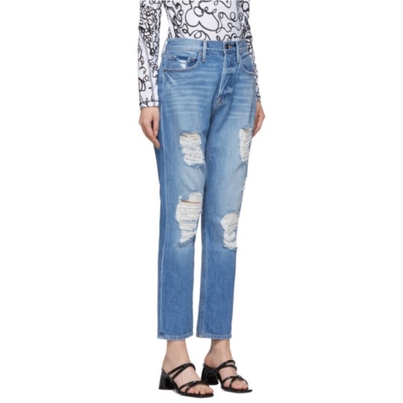Frame Heritage Le Original Denim Jeans Size 30 Destroyed Button Fly Cropped - Picture 1 of 11